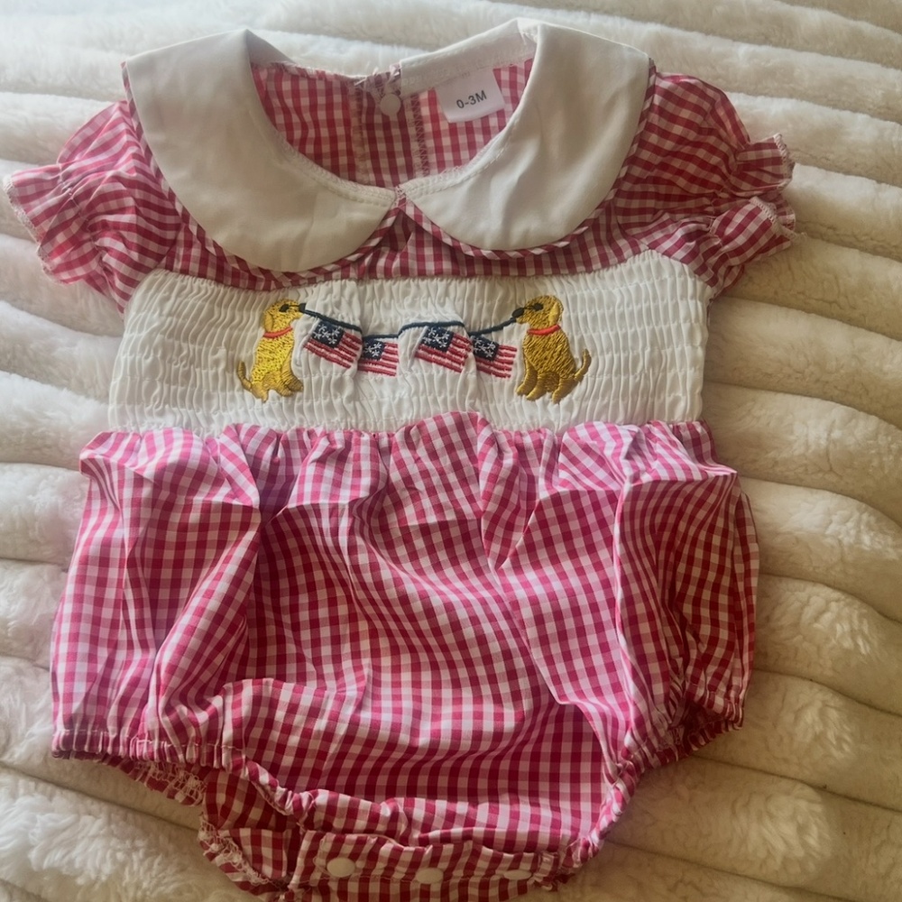 One piece, Vintage, Retro Checkered, 4th july dogs,, banner, new without  tags